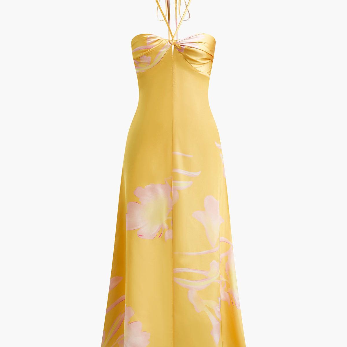 Olyssa Halter Sırt Dekolteli Baskılı Uzun Elbise