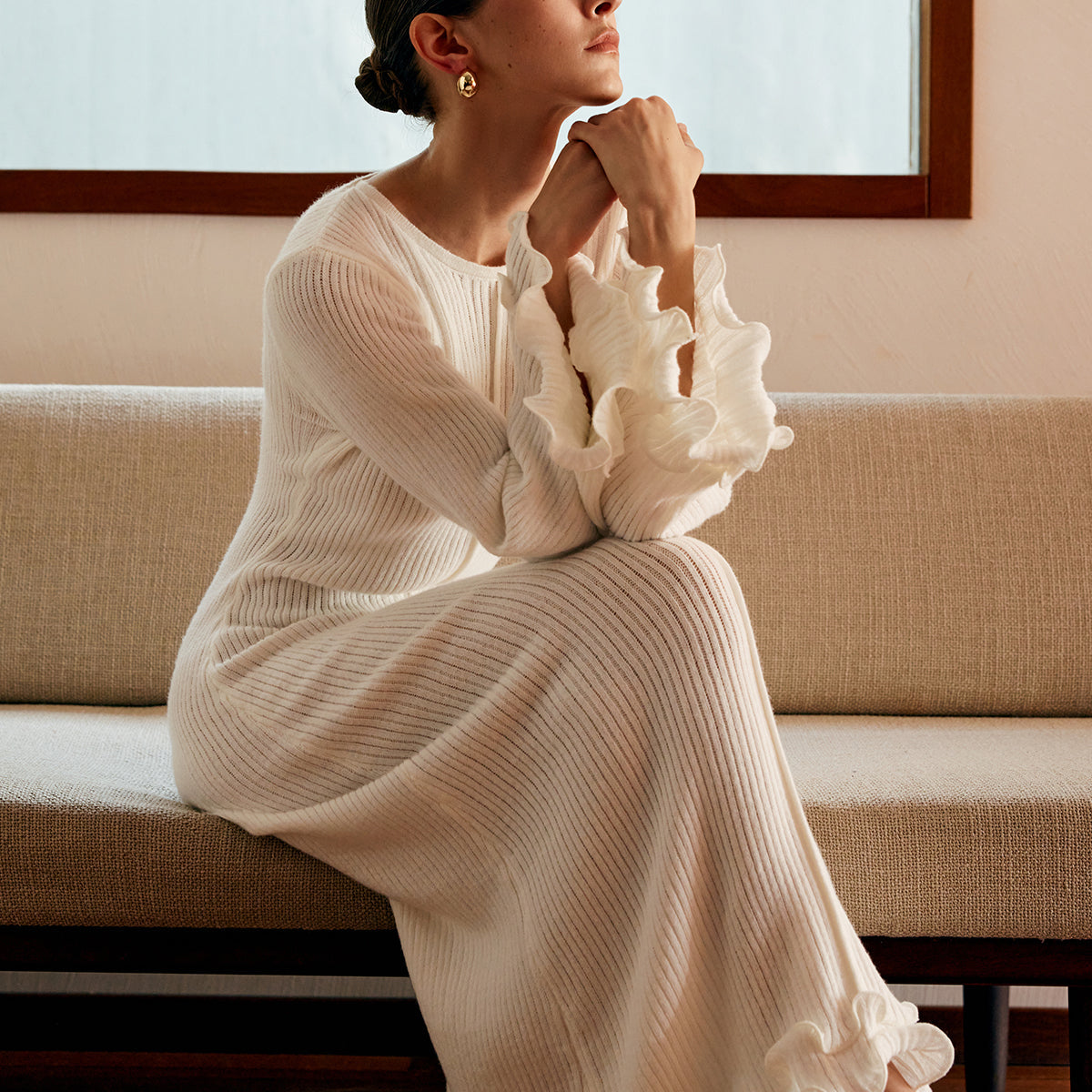 Pipesi Rüya Çizgili Çekmeli Triko Elbise