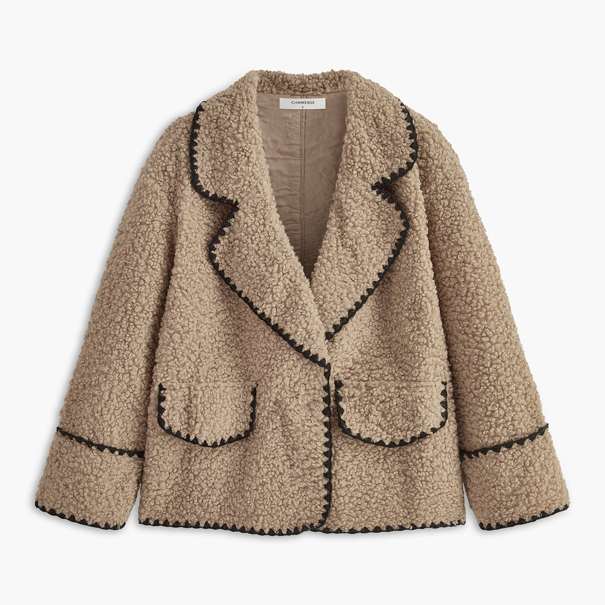 Zıt İşlemeli Kenar Detaylı Polar Ceket