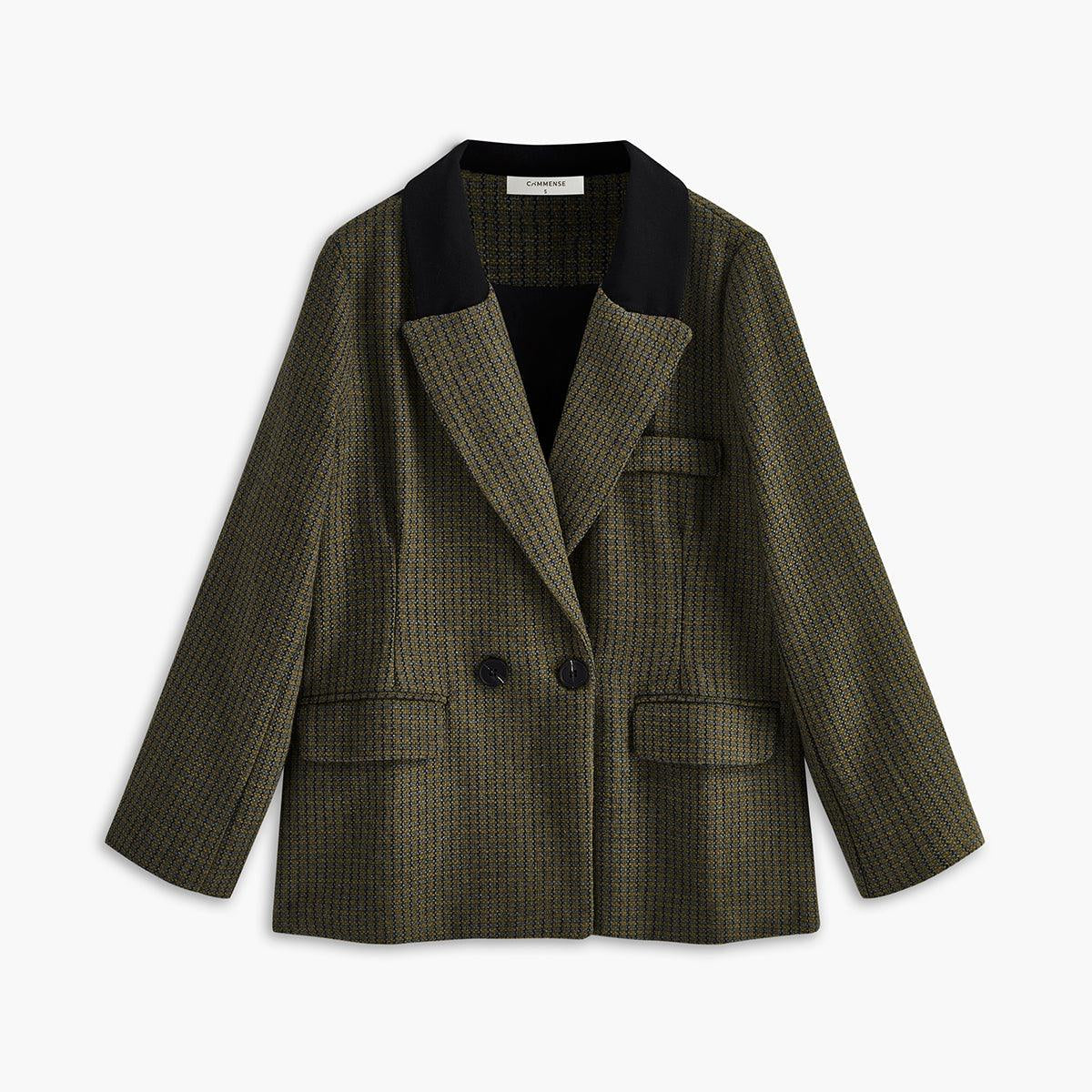 Haki Ekose Desenli Blazer Ceket