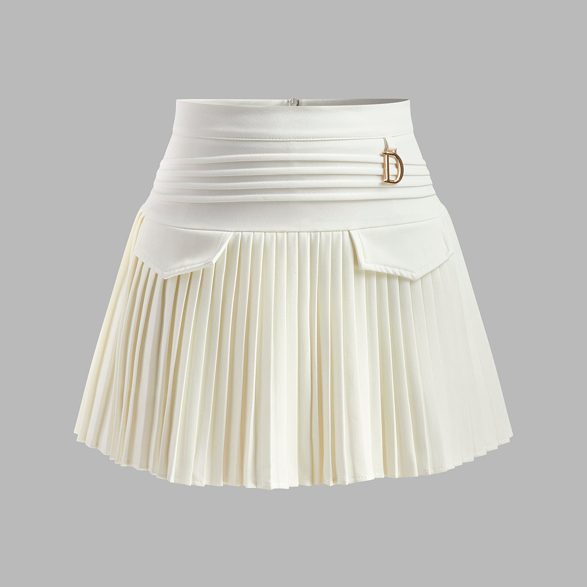 Metal Detaylı Pileli Kısa etek