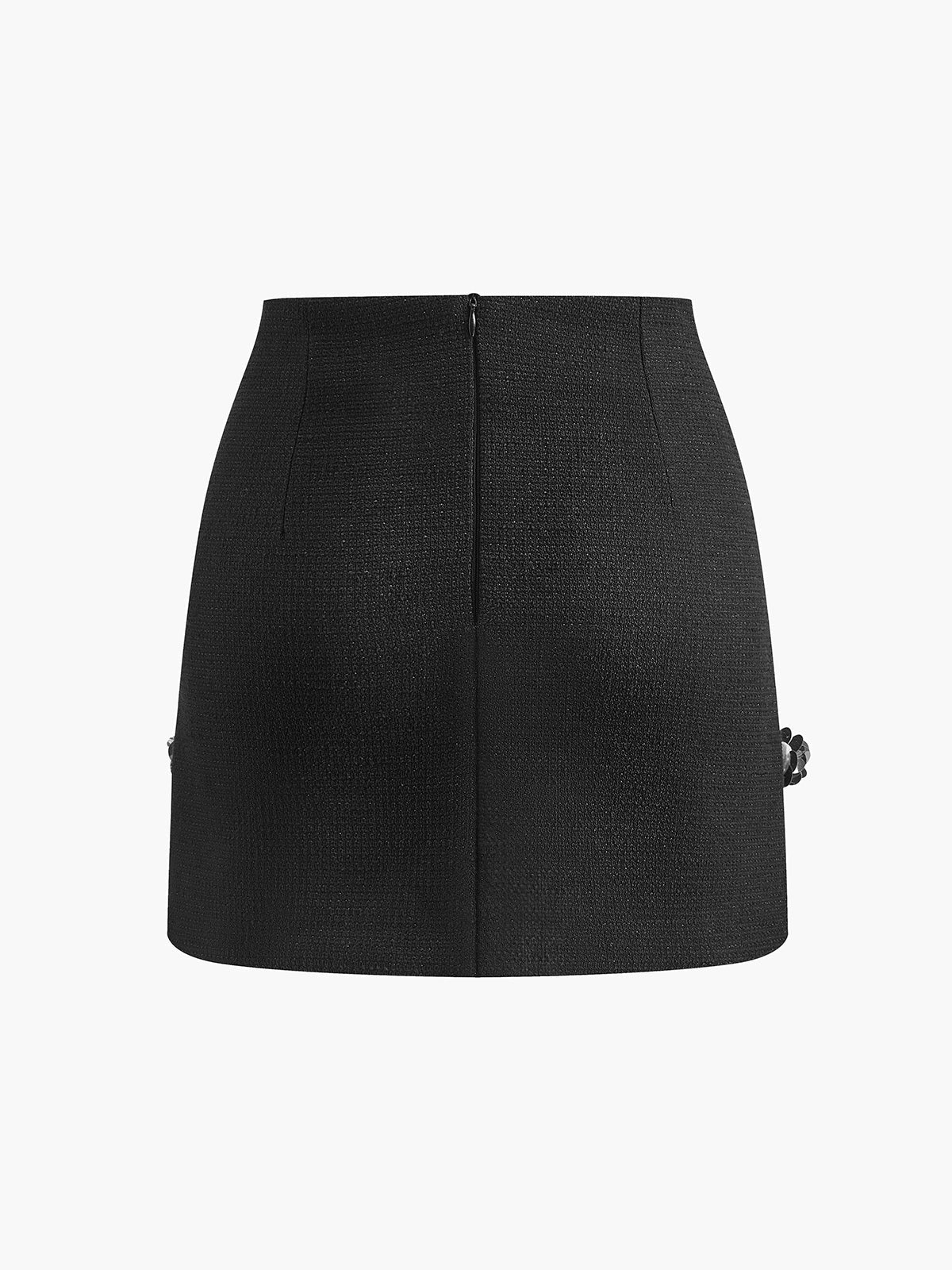 Boncuk İşlemeli Kısa Tweed Etek