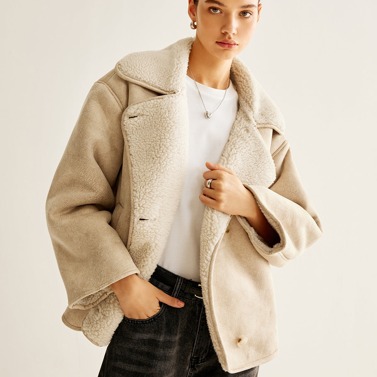 Kaşmir Karışımlı Düğmeli Polar Ceket