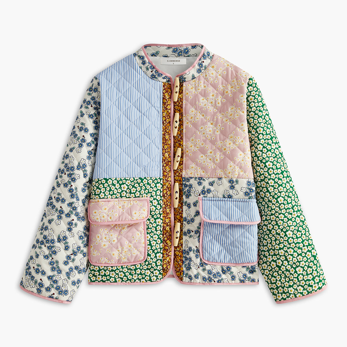 Renkli Baskılı Düğmeli Kış Ceketı