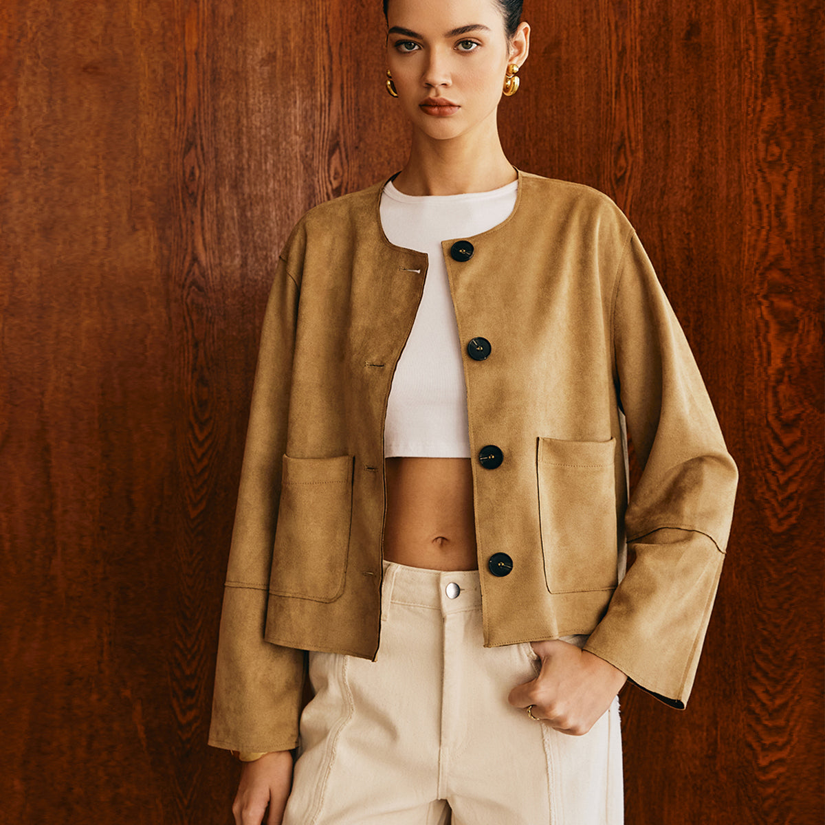 Büyük Cepli Süet Ceket