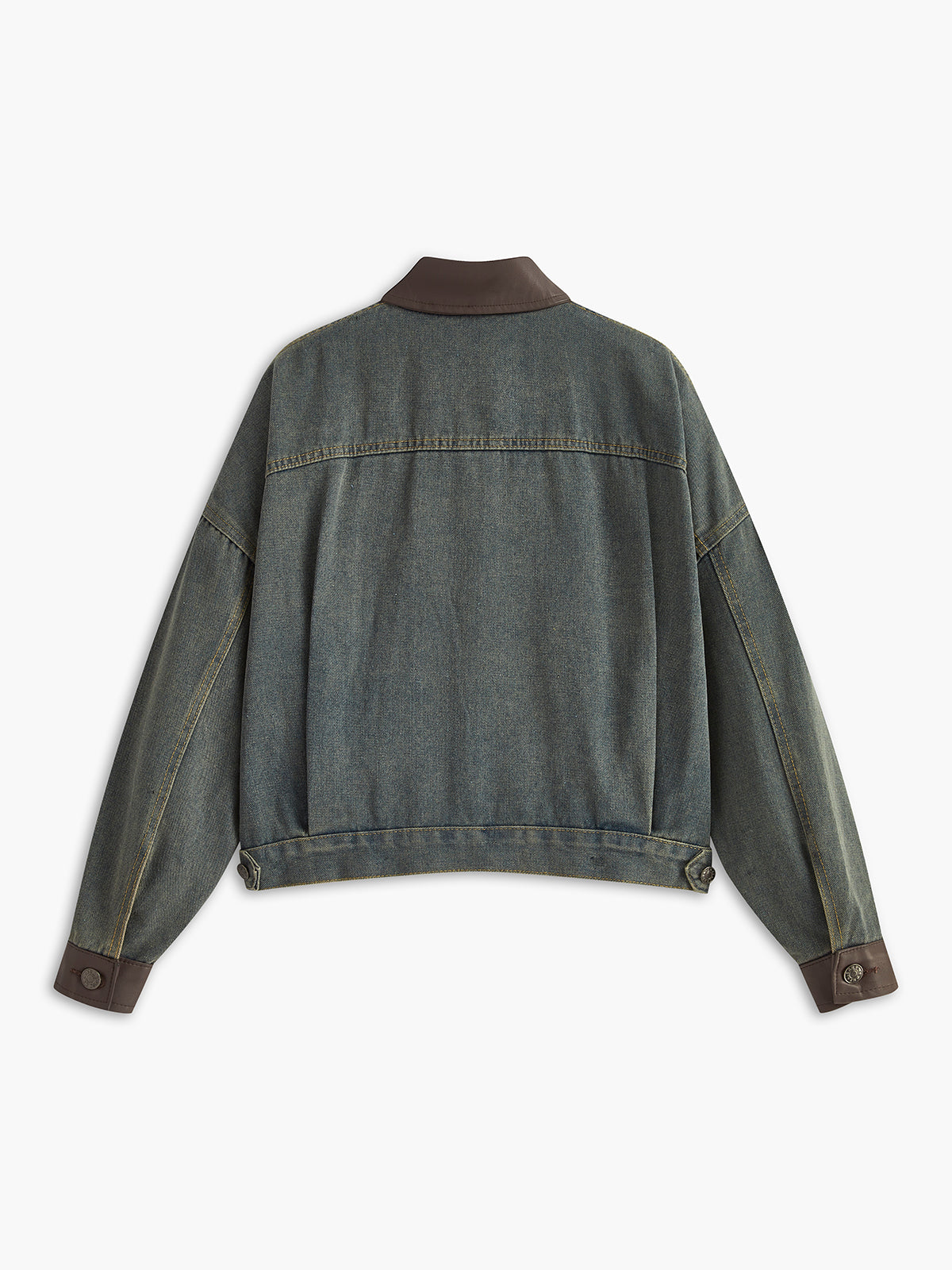 Vintage Contrast Trim Lapel Denim Jacket