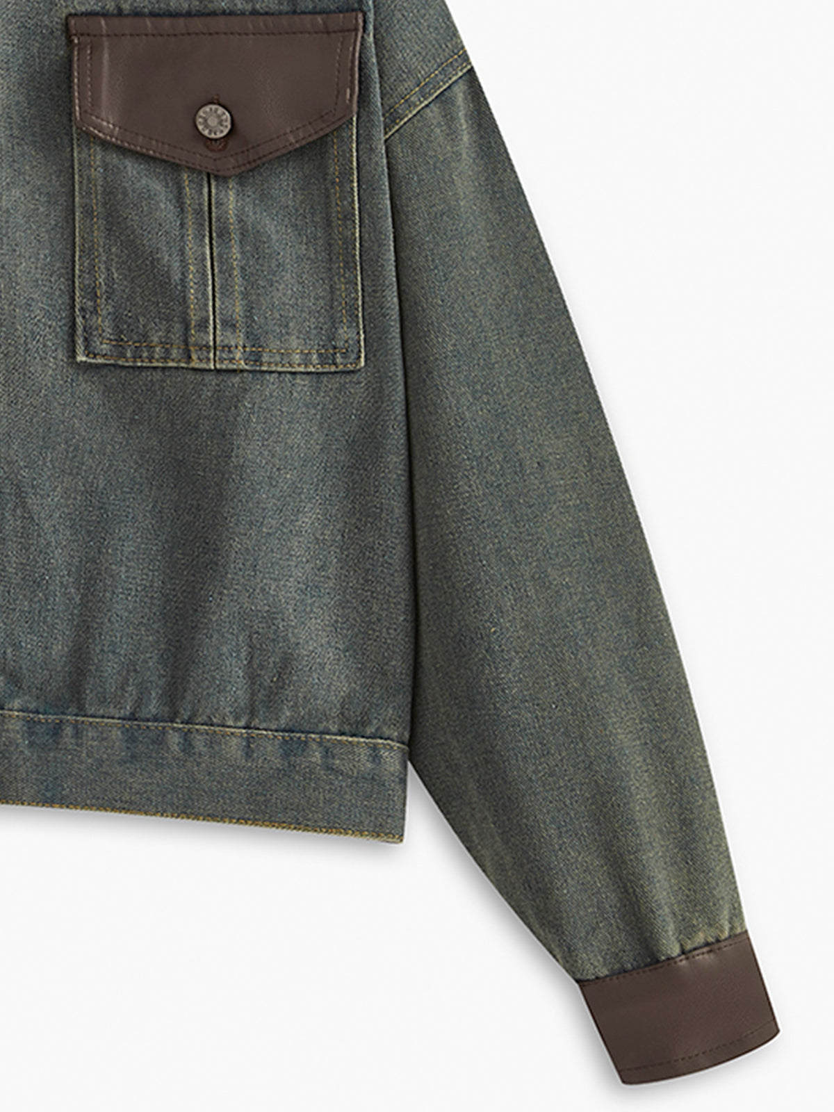 Vintage Contrast Trim Lapel Denim Jacket