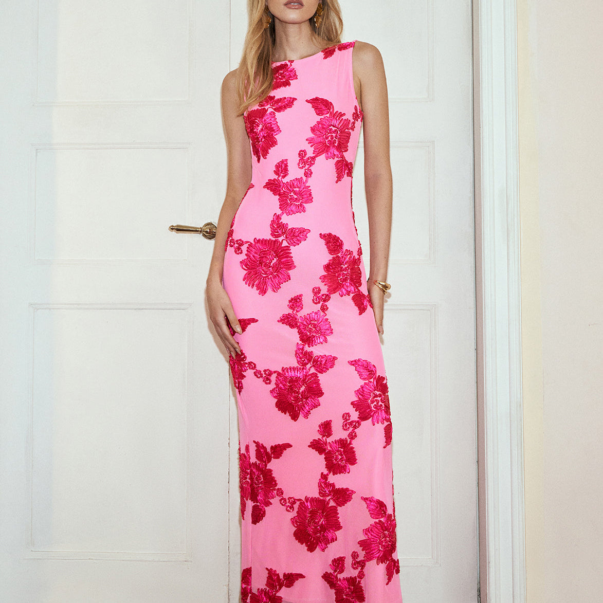 Olyssa Jakarlı Çiçek Maxi Elbise