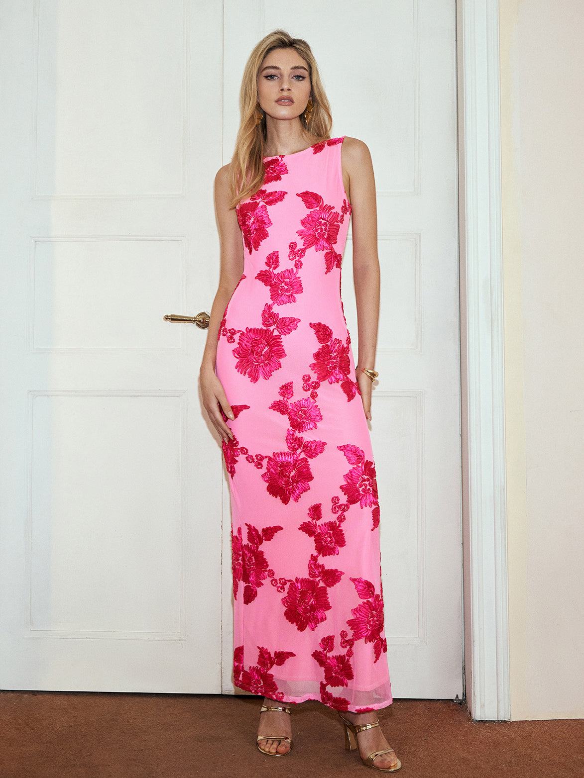 Olyssa Jakarlı Çiçek Maxi Elbise