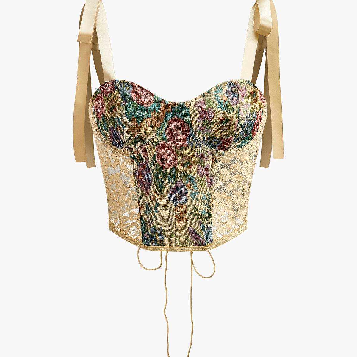 Çiçek Nakışlı Kordonlu Korsaj