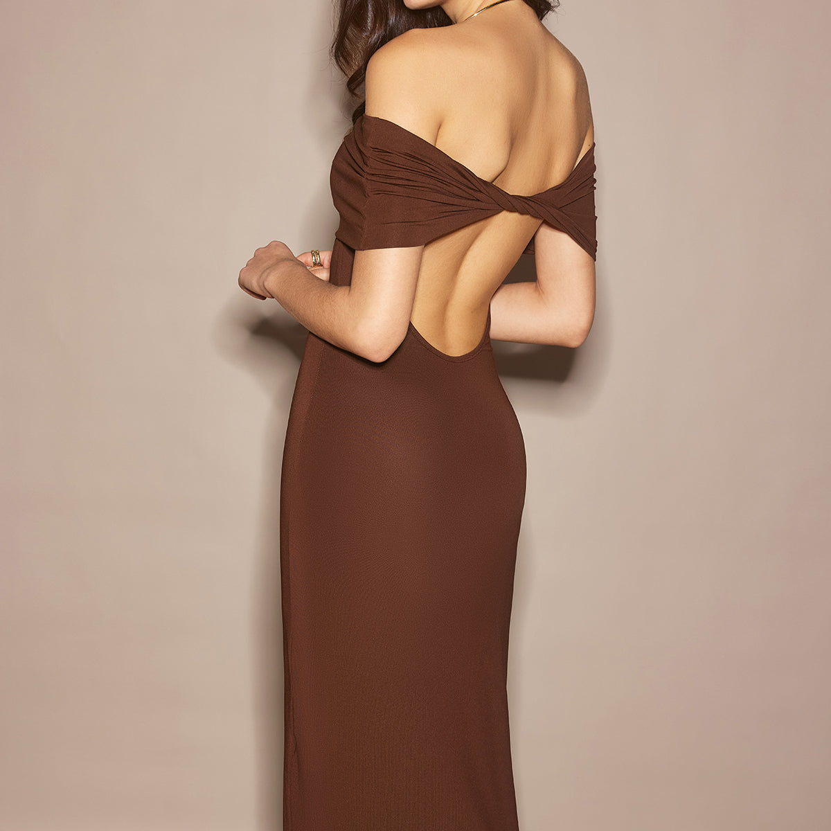 Tek Omuz Şifon Sıfır Sıkı Uzun Elbise