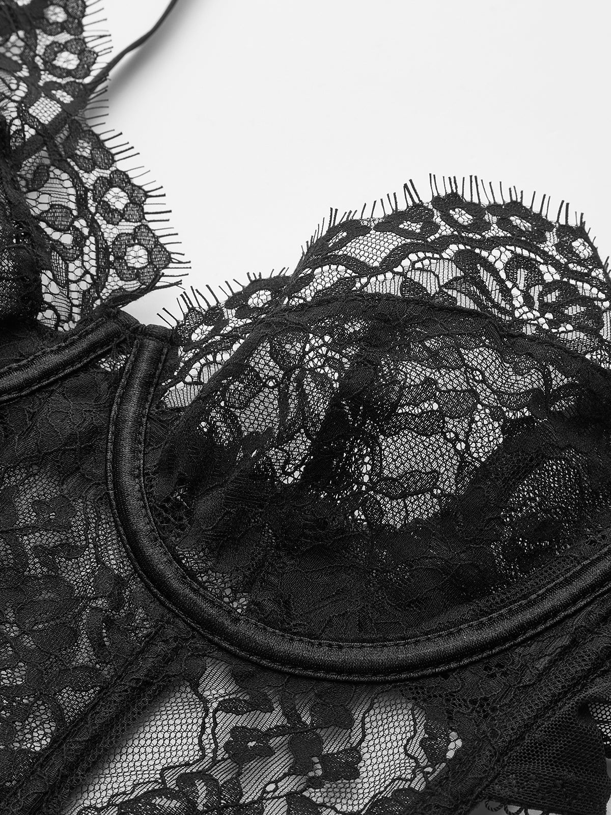 Şeffaf Dantel Crop Korse