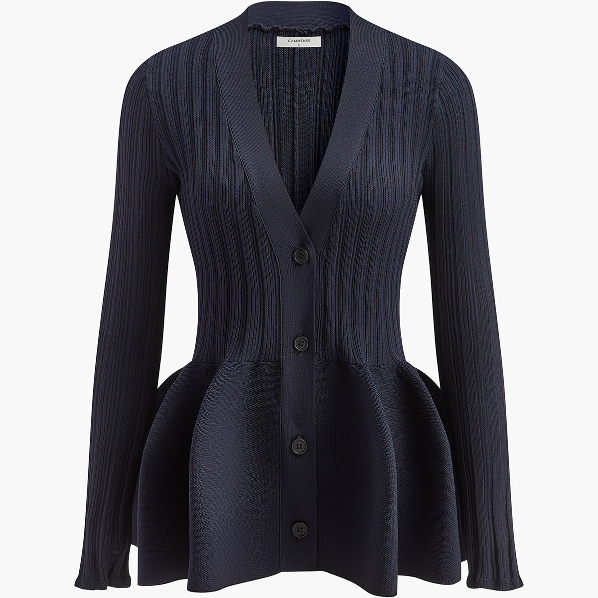 V Yaka Fırfır Düğmeli Hırka