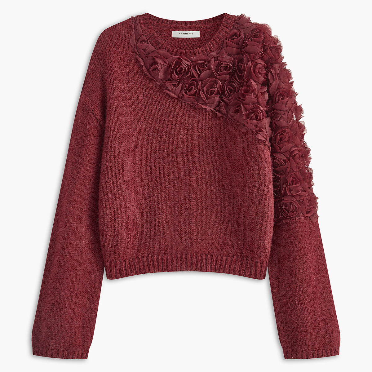 Zarif Yün Karışımlı Çiçekli Kazak