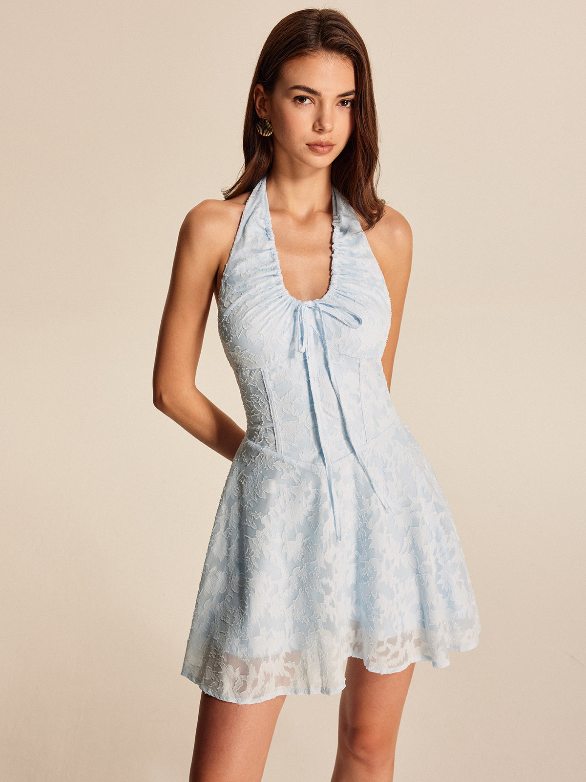 Olyssa Şifon Çiçekli Halter Elbise