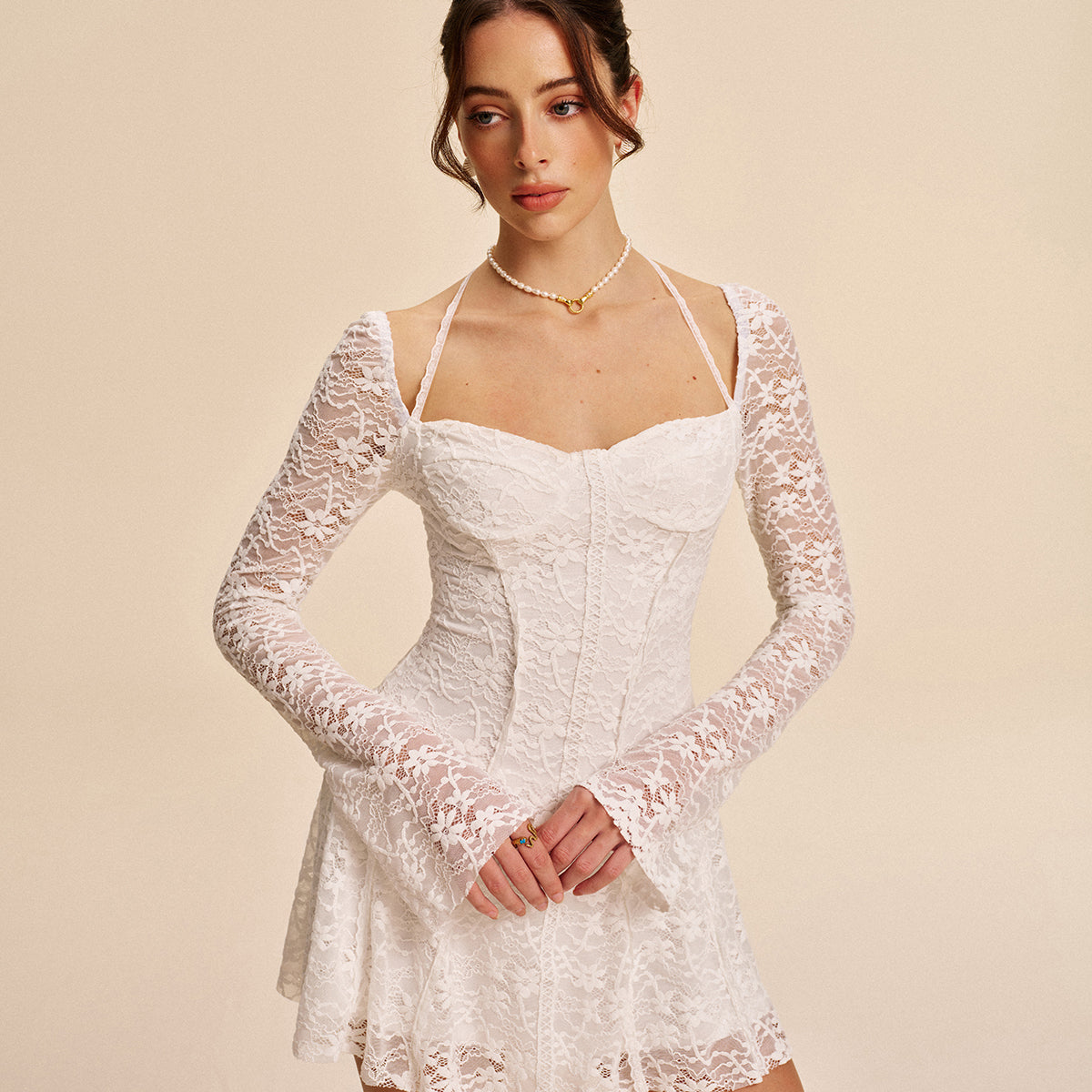 Şık Dantel Askılı Korsaj Abiye Elbise