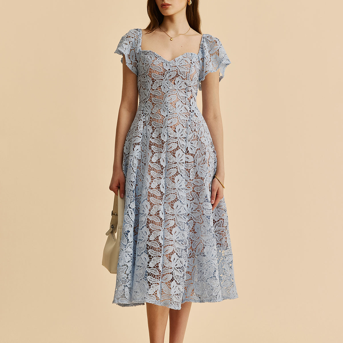 Cazibeli Aşk Yaka Dantel Elbise