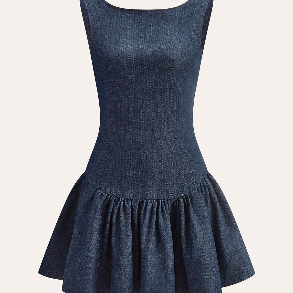 Şık Kot Kolsuz Fırfırlı Elbise ile Zahmetsiz Tarz