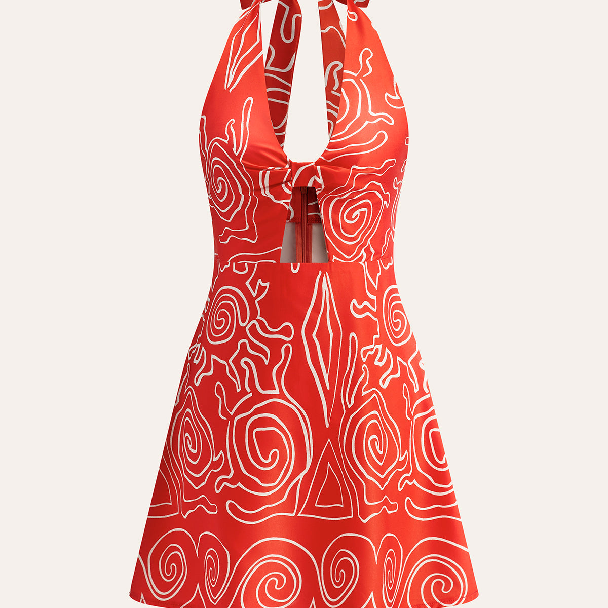 Şık Halter Bağlama Arkası Baskılı Elbise ile Zahmetsiz Stil