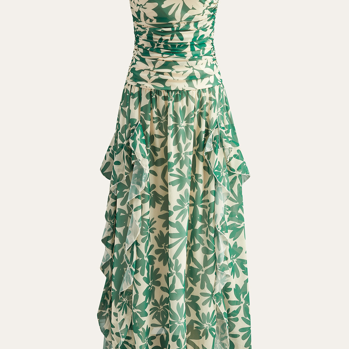 Şirin Askısız Çiçek Desenli Elbise ve Oyunlu Kabarık Detaylar