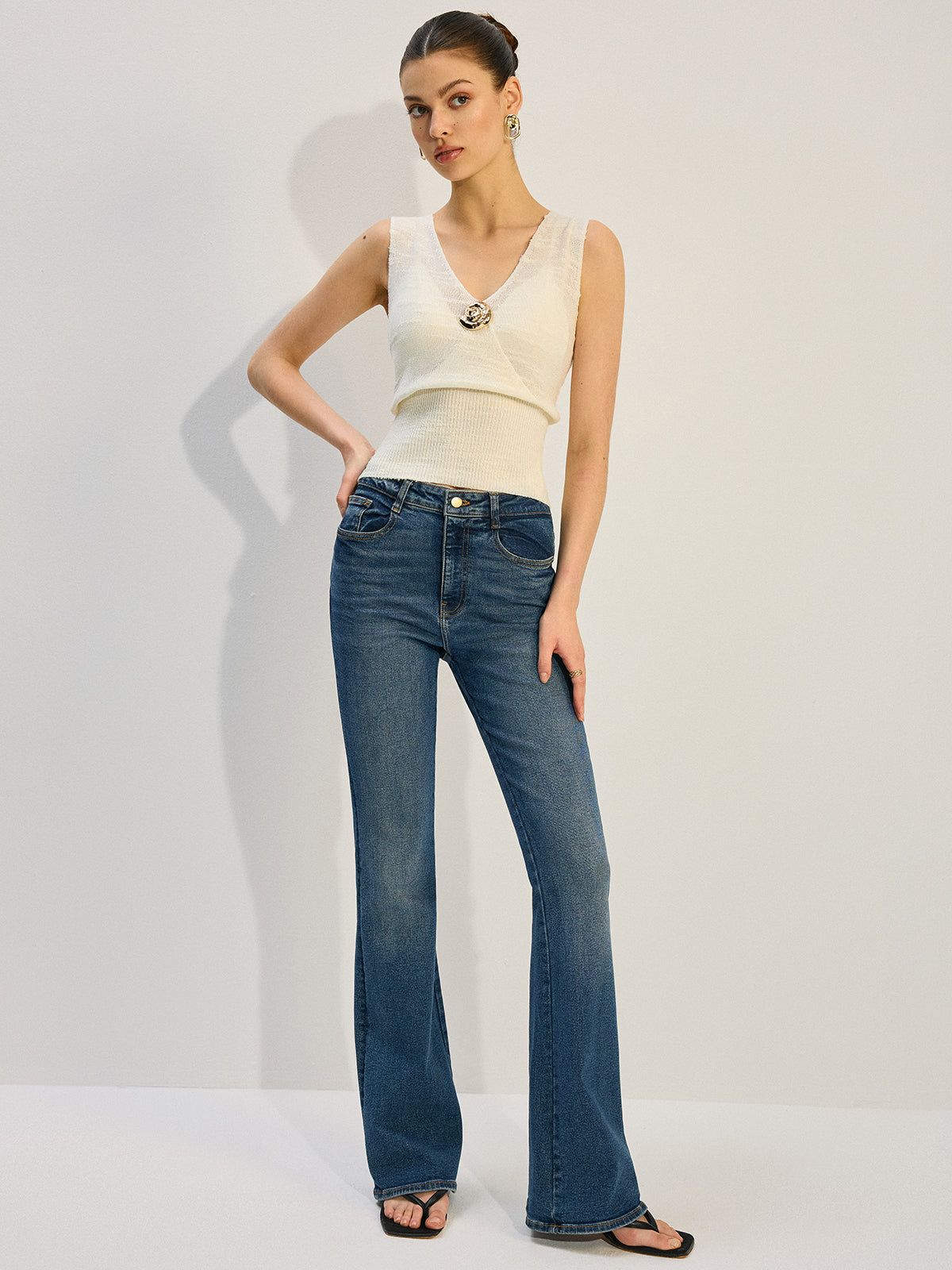 Metal Dekorlu Örgü Atlet