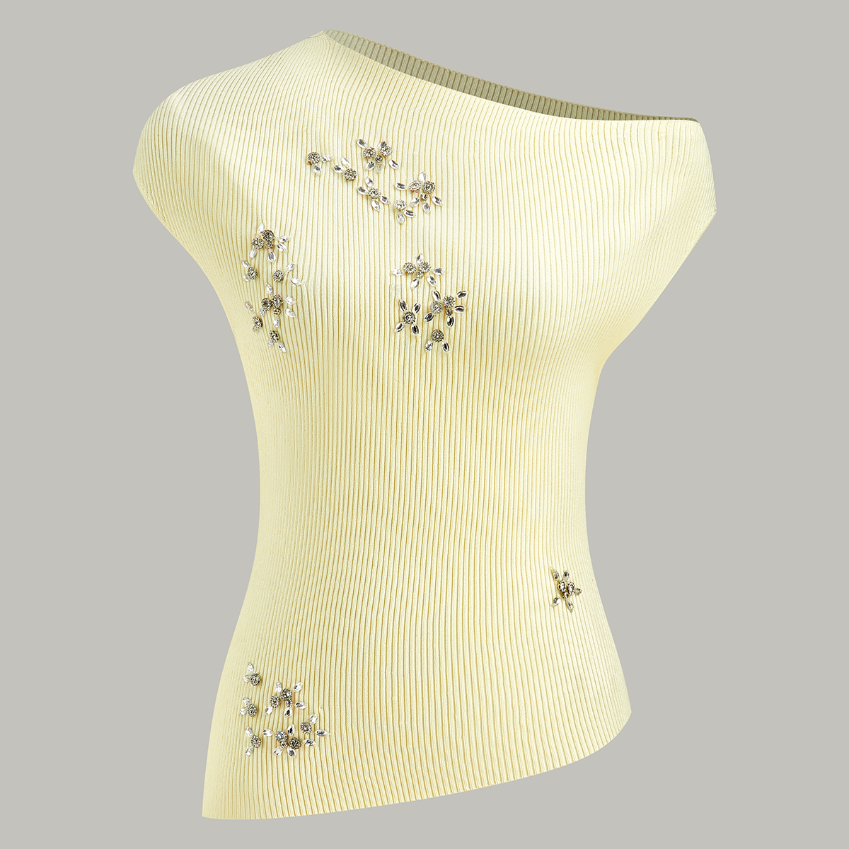 Kristal Süslemeli Omuzları Açık Örgü Üst