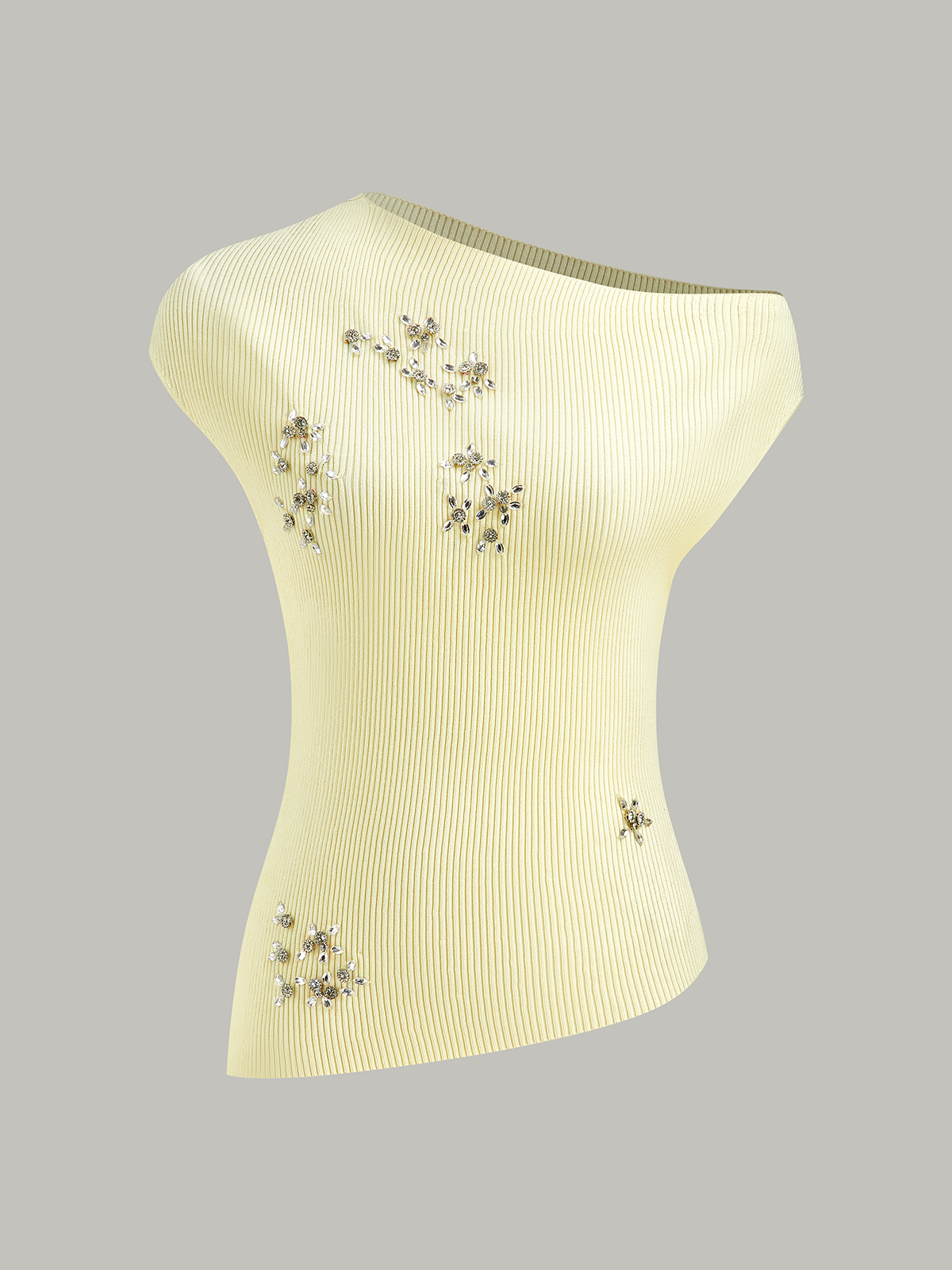Kristal Süslemeli Omuzları Açık Örgü Üst