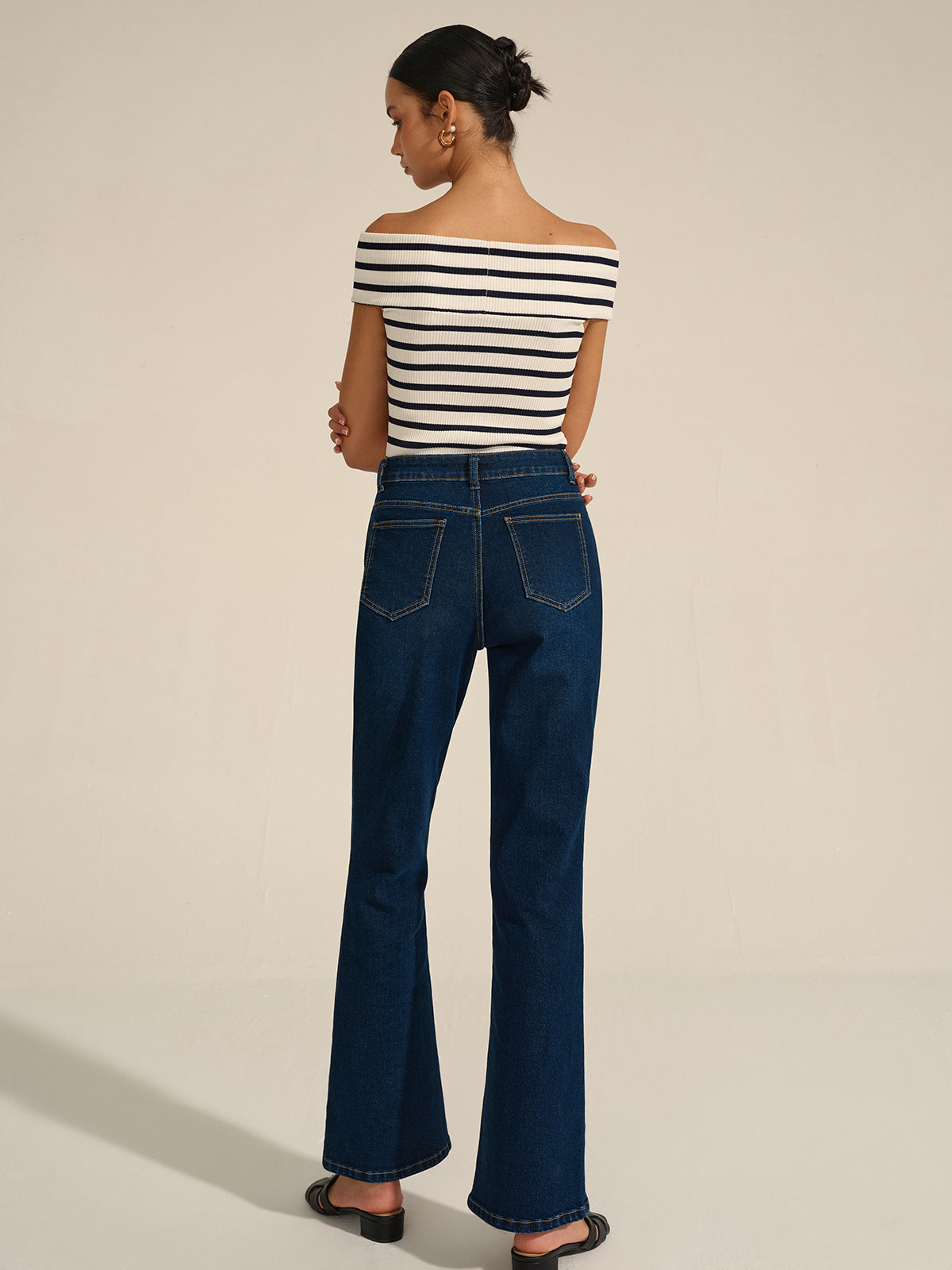 Denim Metal Dekorlu İspanyol Paça Pantolon