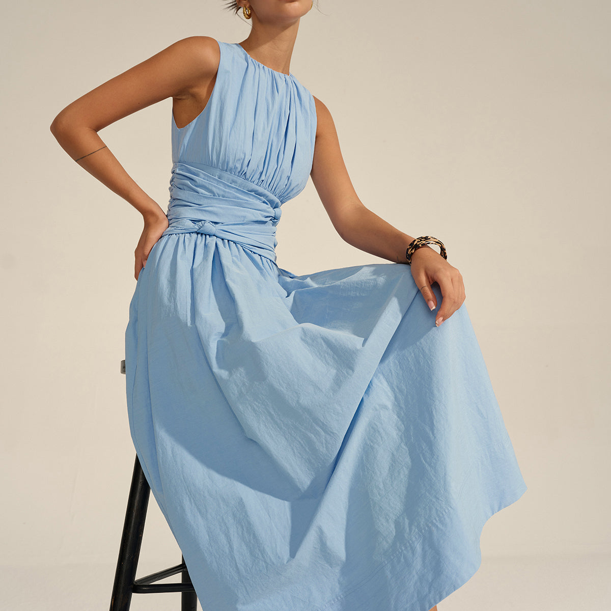 Volanlı Bel Maxi Elbise