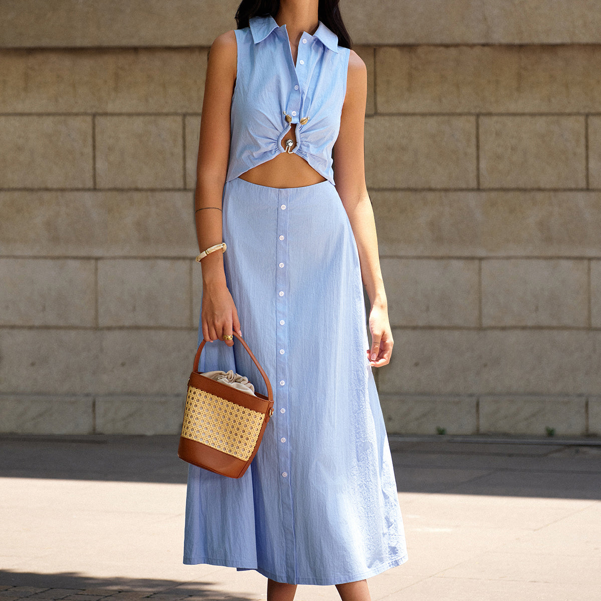 Metal Dekor Kesim Elbise