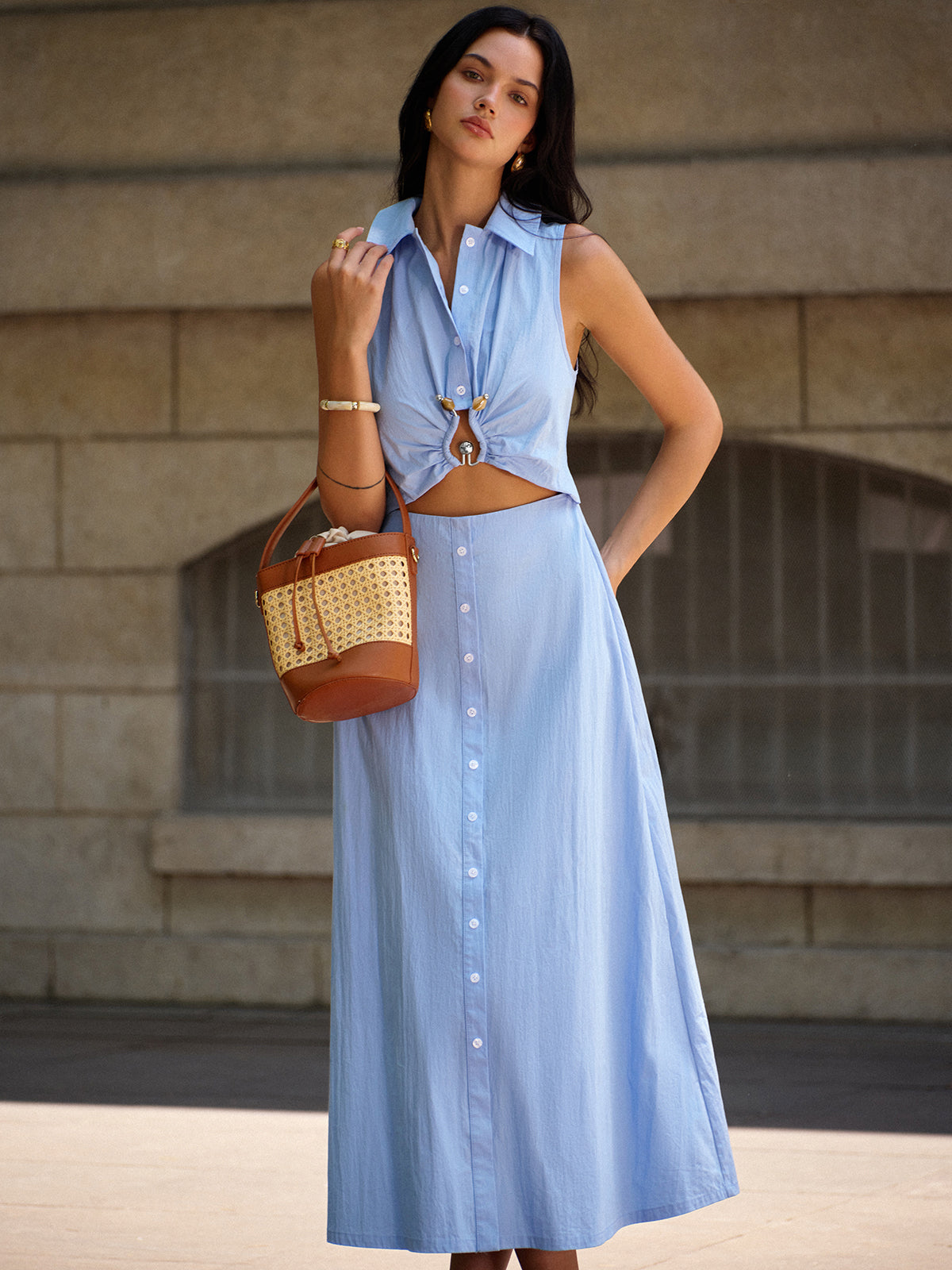 Metal Dekor Kesim Elbise