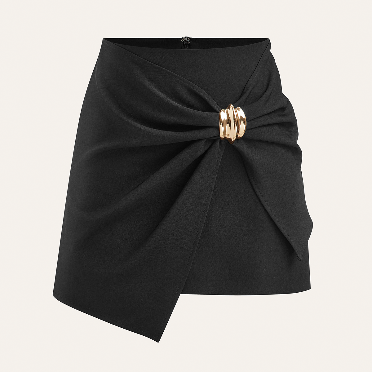 Metal Tokalı Asimetrik Dantelli Wrap Mini Etek