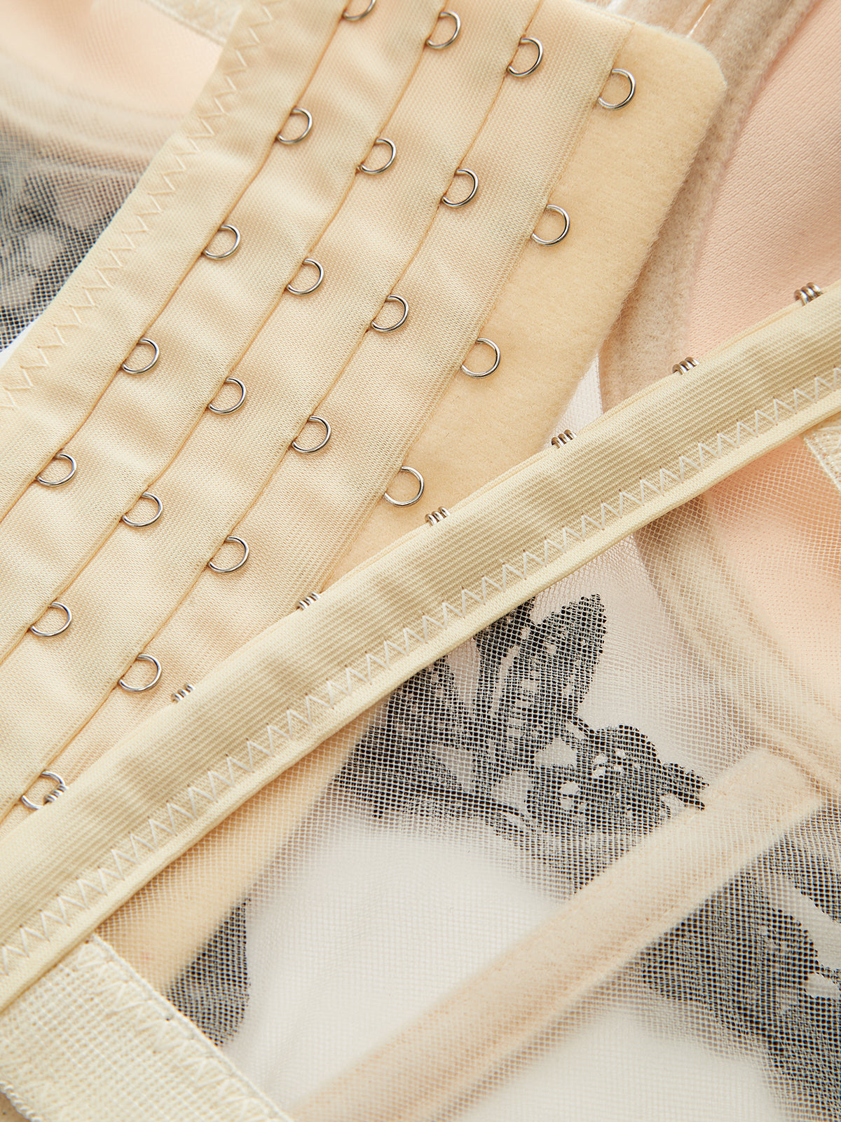 Yarı Saydam Çiçek İşlemeli Ağı Dokuma Korse Üstü