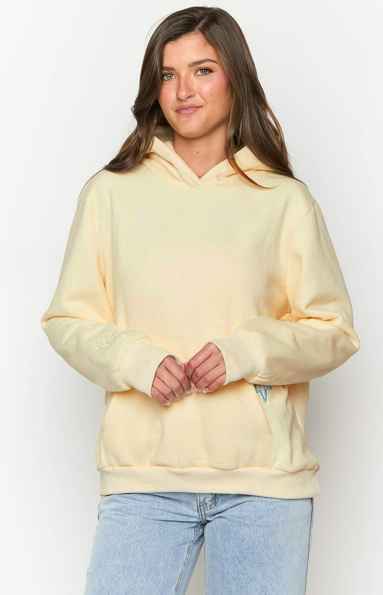 Krem Yıldız Baskılı Kapüşonlu Sweatshirt