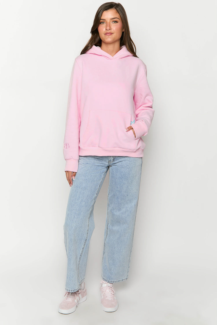 Pembe Yıldız Baskılı Kapüşonlu Sweatshirt