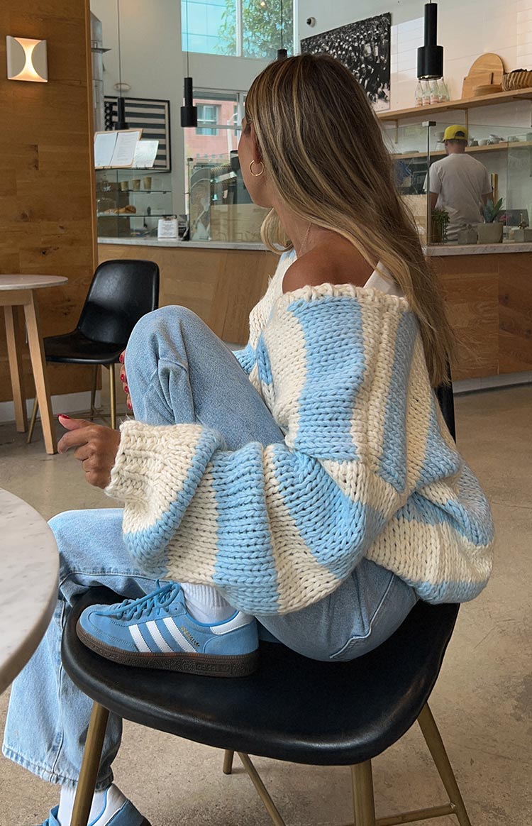 Light Blue Stripe Knit Sweater