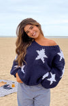 Navy Star Chunky Knit Sweater
