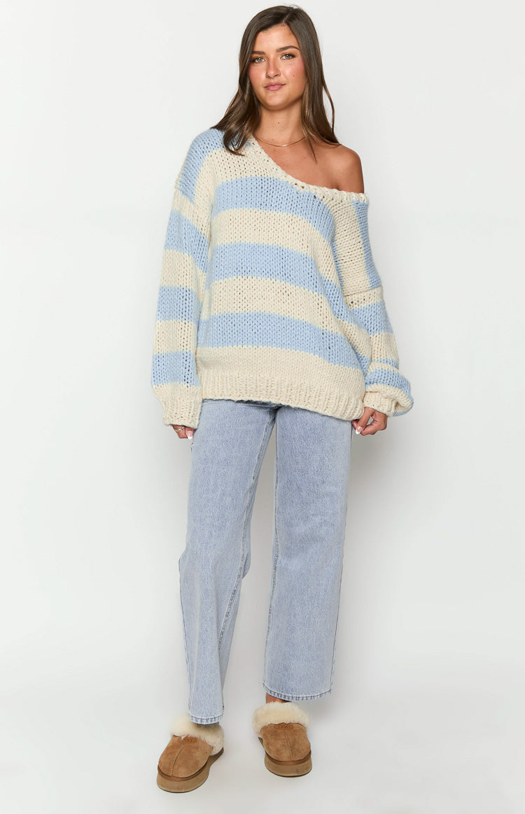 Light Blue Stripe Knit Sweater