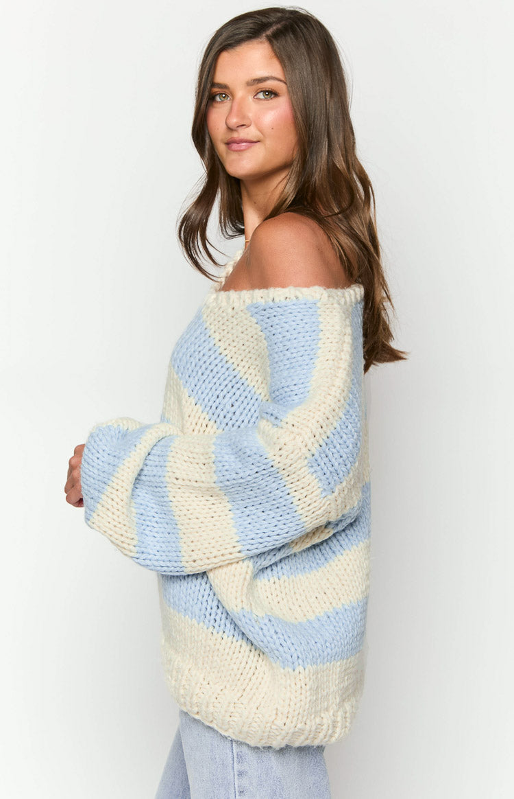Light Blue Stripe Knit Sweater