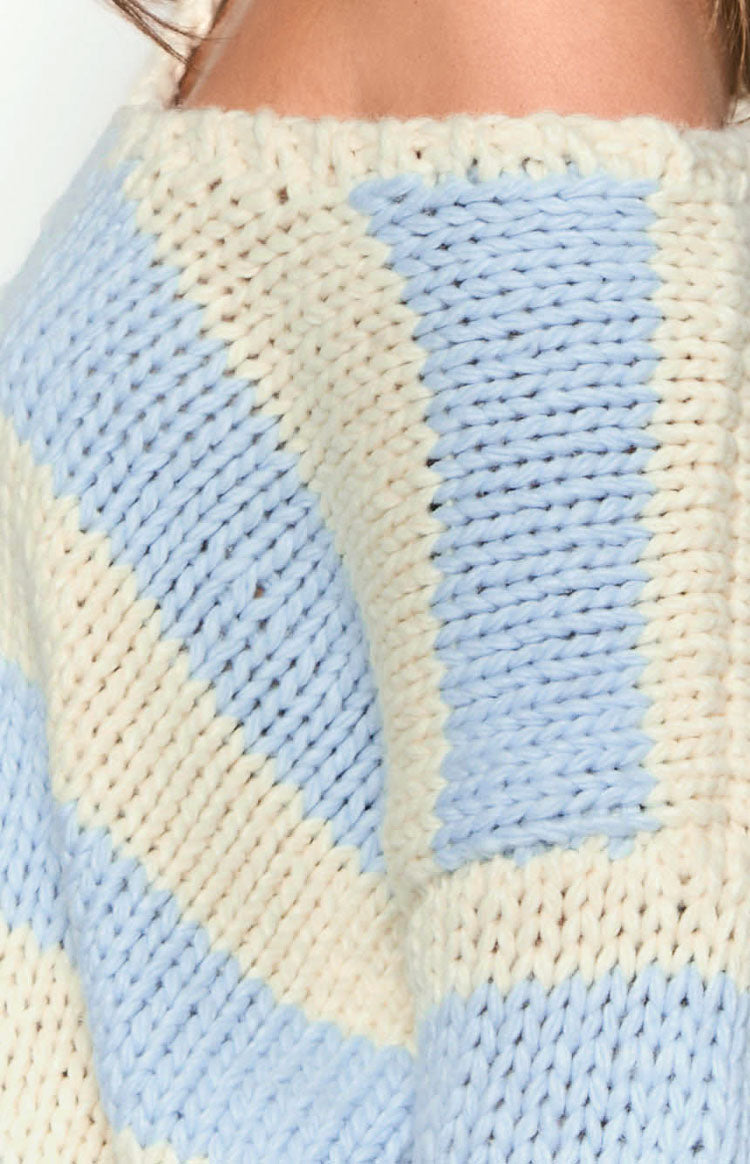 Light Blue Stripe Knit Sweater