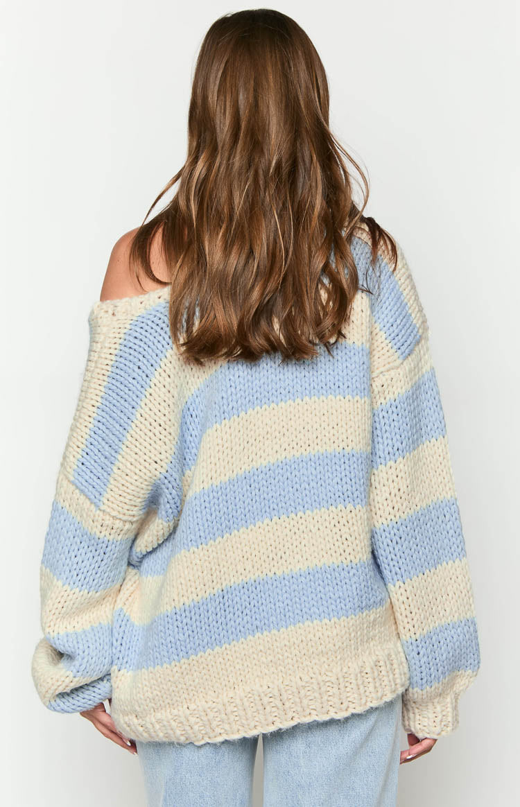 Light Blue Stripe Knit Sweater
