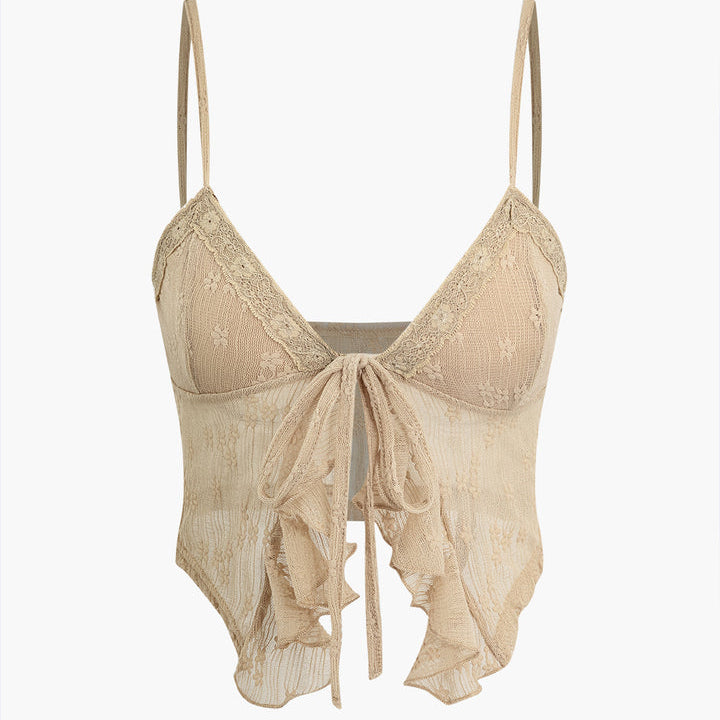 Lace Patchwork Ruffle Crop