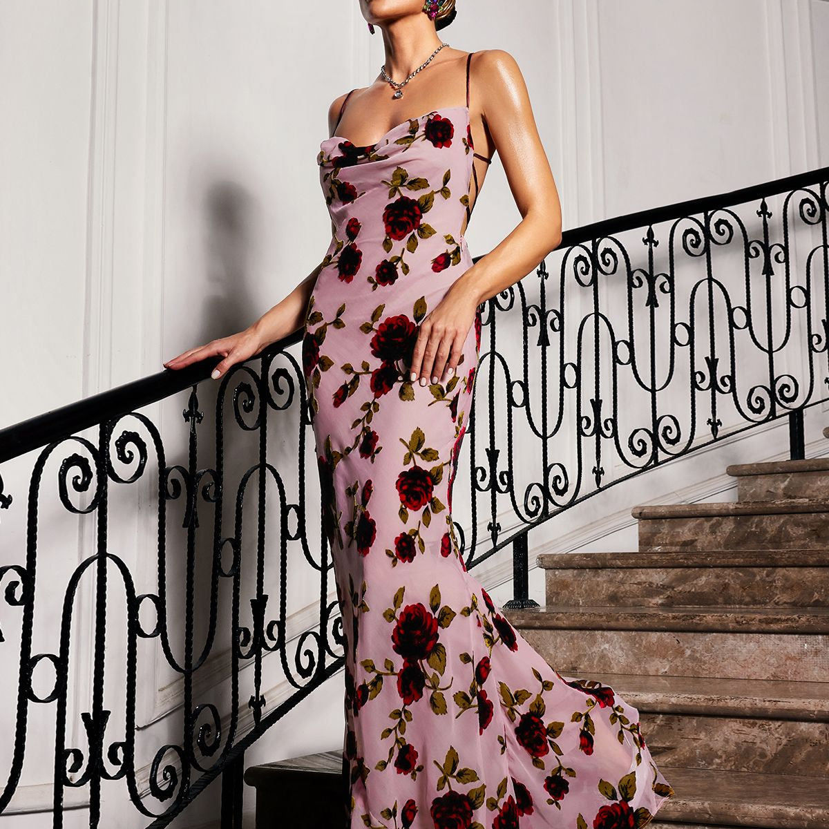 Gilead Spagehtti Çiçekli Maxi Elbise