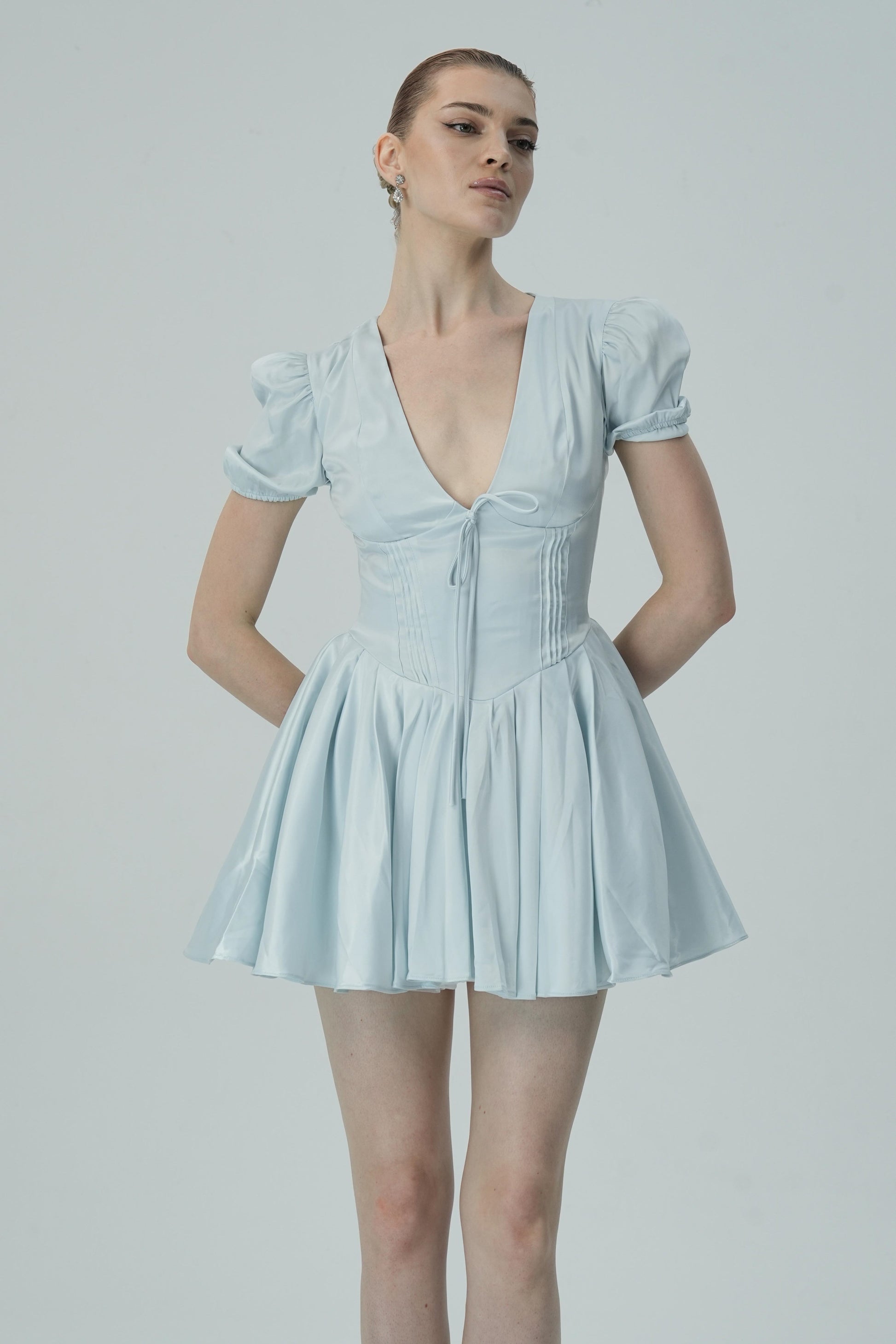 Olyssa Şık Puf Kollu Mini Elbise