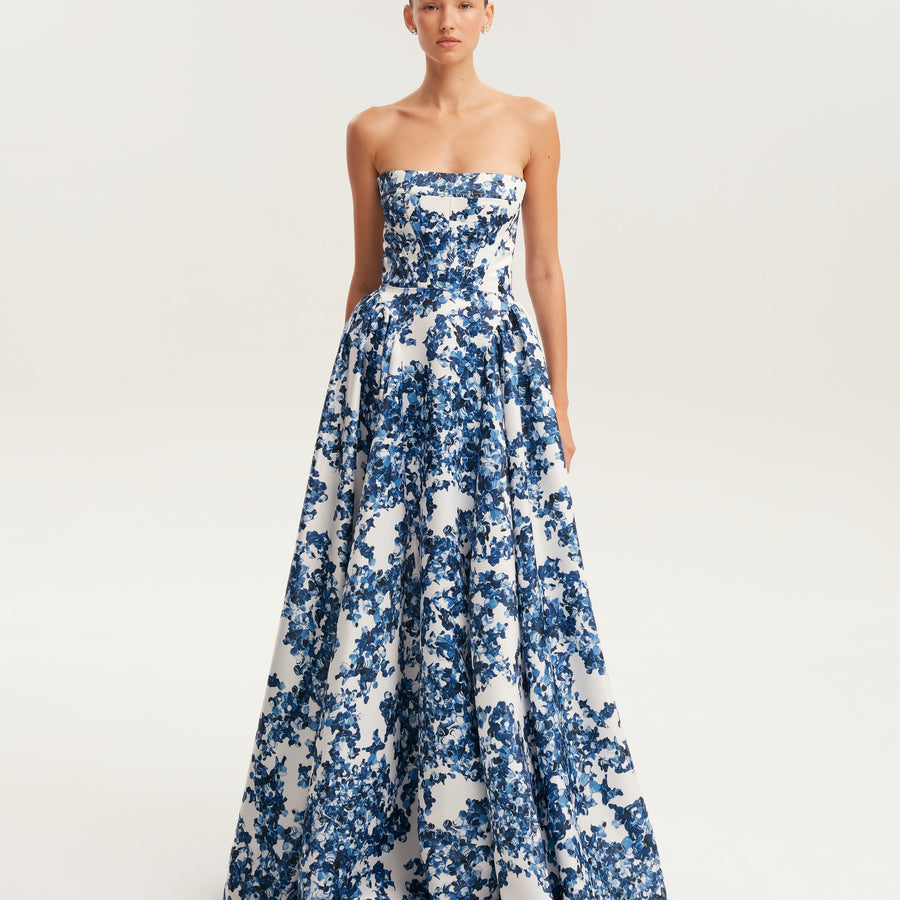 Olyssa Flora Blossom Strapless Maxi Elbise