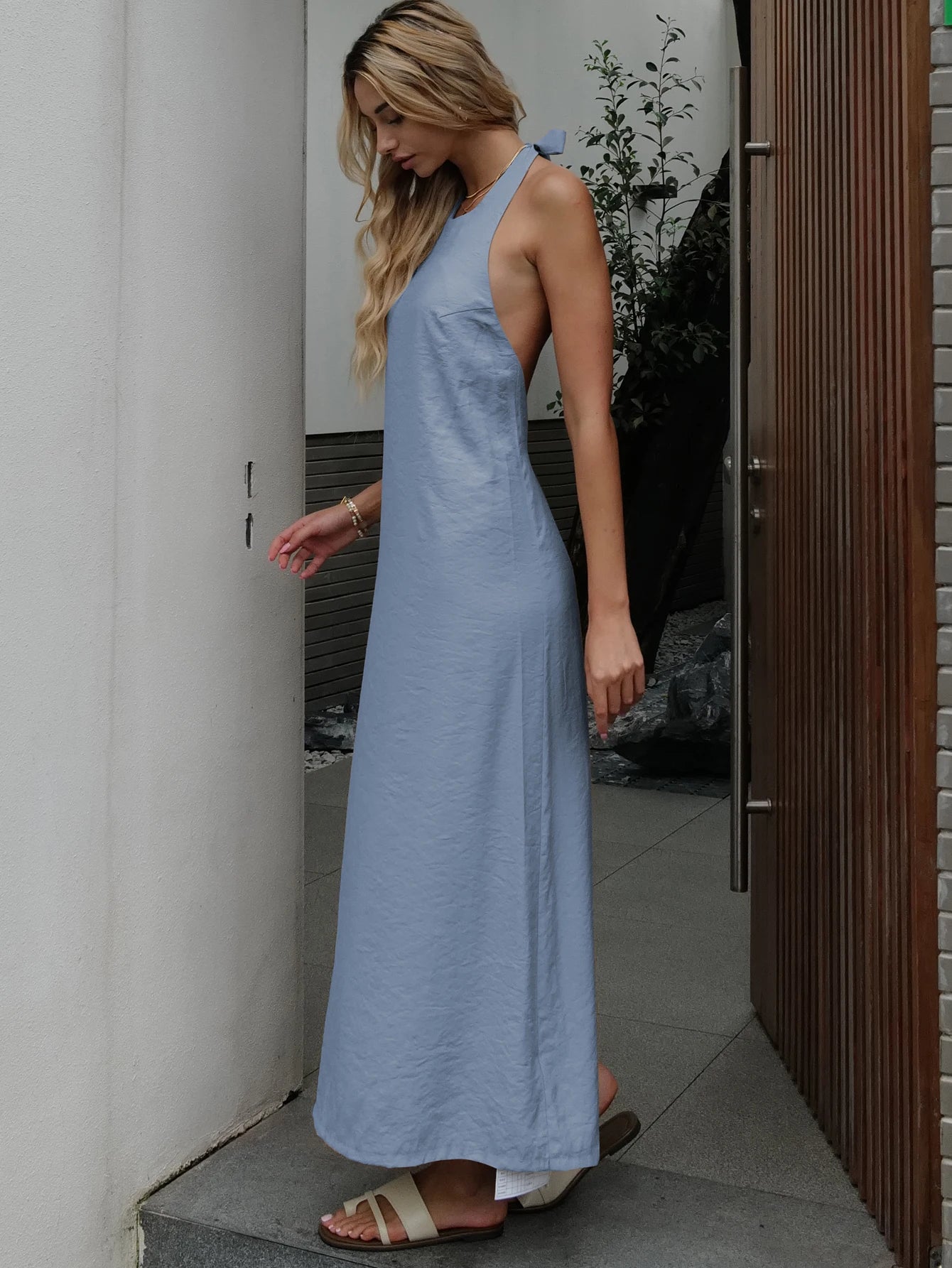 Olyssa Salaş Boyundan Bağlamalı Elbise