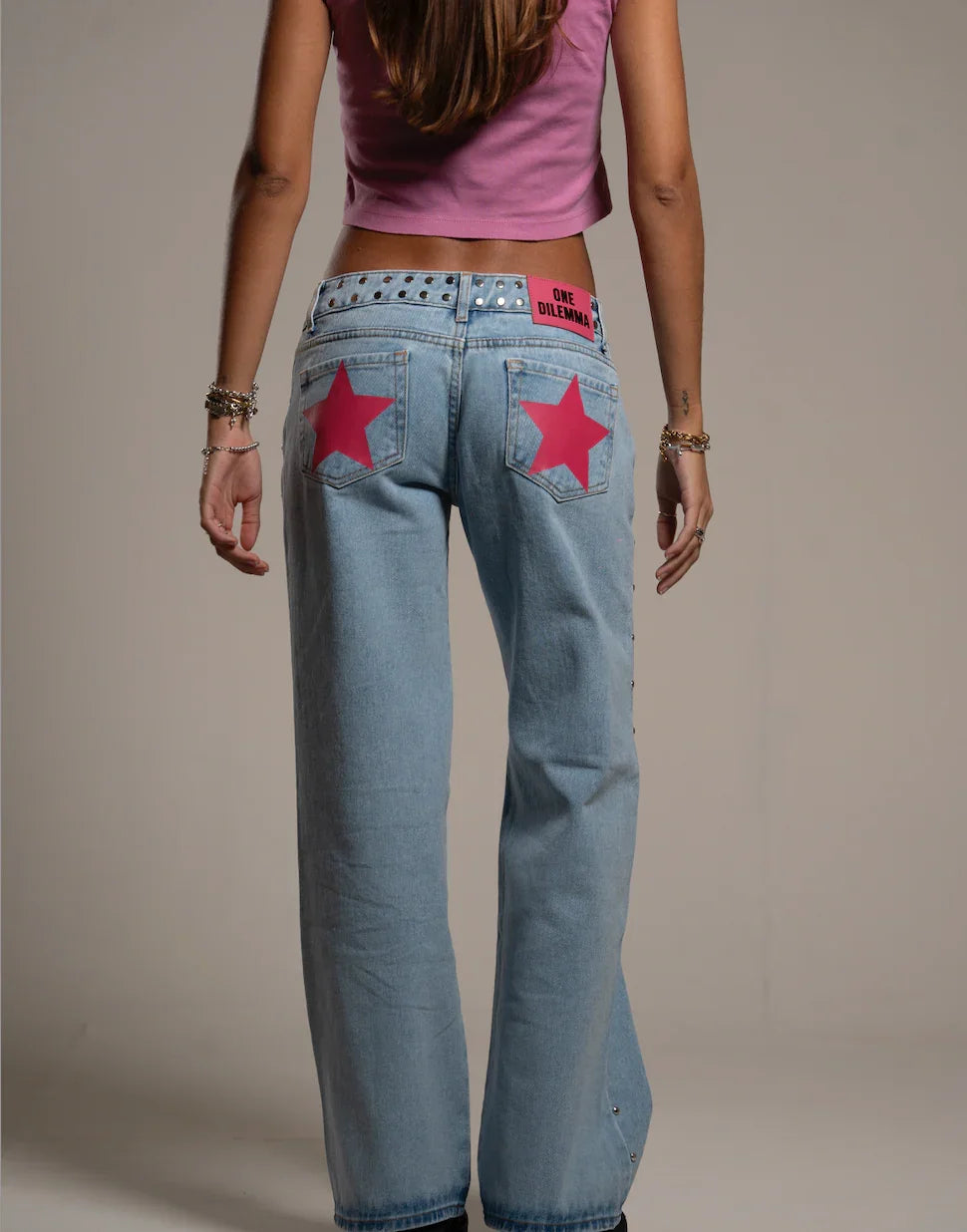 Dilemma Women's Jeans Y2K Stylish Star Graphics Hip Hop High Street Baggy Jeans Retro Harajuku Unisex Straight Through Jeans