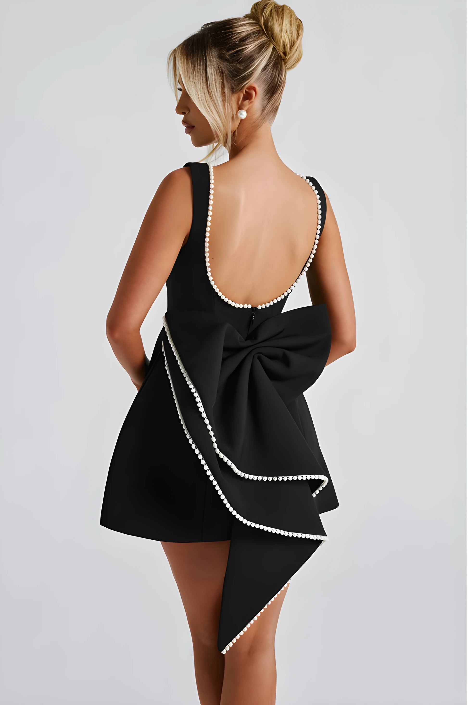 Olyssa Pearl Bow Mini Elbise