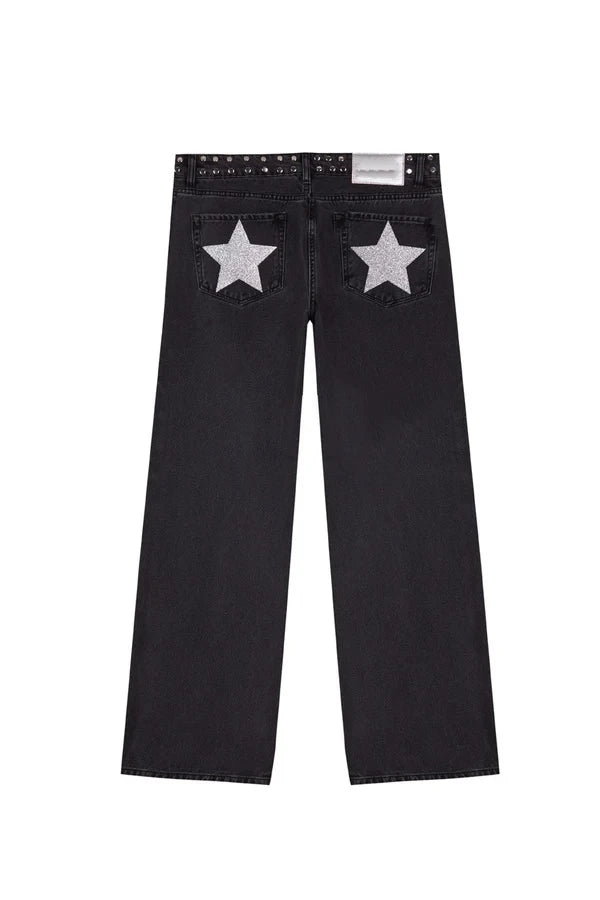 Dilemma Women's Jeans Y2K Stylish Star Graphics Hip Hop High Street Baggy Jeans Retro Harajuku Unisex Straight Through Jeans