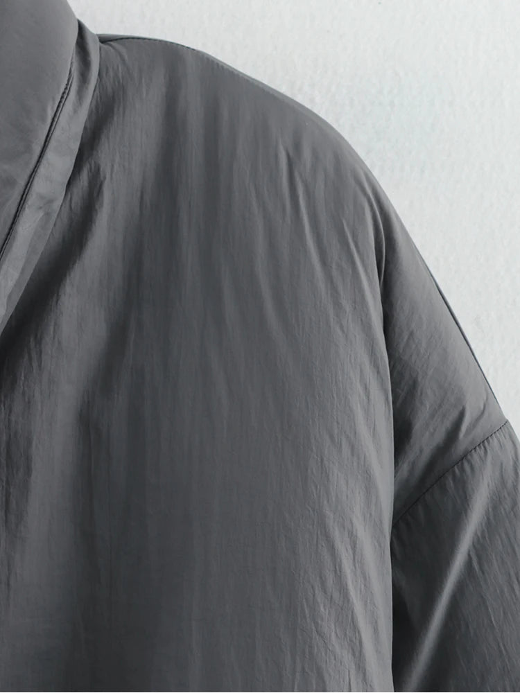 Kușak Detaylı Kimono Tarzı Şişme Mont